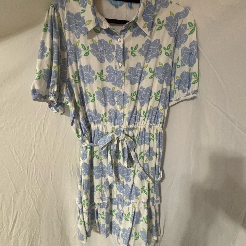 Draper James White Dress with Blue Floral Print